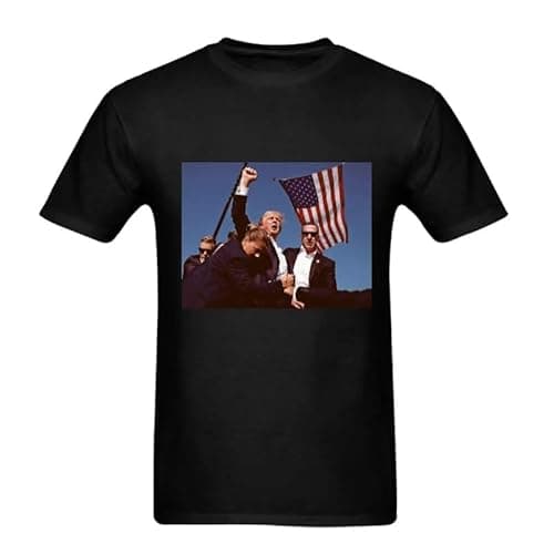 American Flag 2024 Trump Men's Novelty Cotton Graphic tees Men Plus Voting Patriotic Rally Tshirt for Men Funny, US Printed Large Black