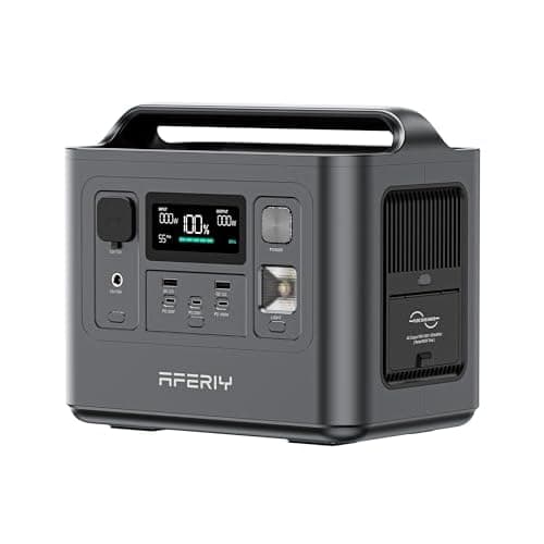 AFERIY Portable Power Station 800W(1600W Peak) Output, With Bidirectional Inversio, 512Wh LiFePO4 Battery, 10ms UPS Pure Sine Wave 200W Max Solar