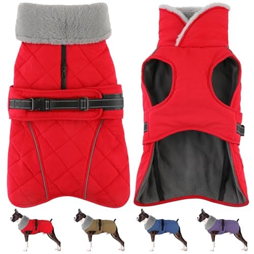 Petglad Dog Coat, Waterproof Dog Winter Jacket with Adjustable Buckle, Reflective Turtleneck Pet Snow Vest Warm Fleece Sweater for Small Medium Large
