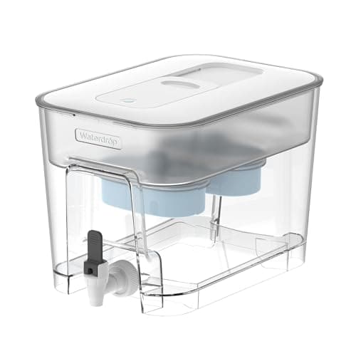 Waterdrop WFD-22W-DF-A Water Filter Dispenser, Alkaline 40-Cup, White | 2 Built-in Filters, 8X Faster Filtration, 200-Gallon Lifespan, Mineralized