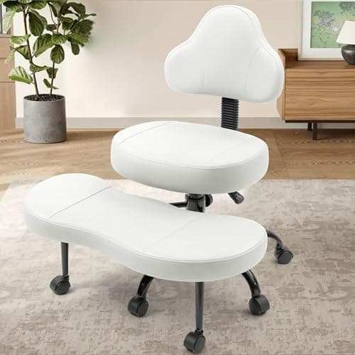 AtHope Cross Legged Office Chair, Criss Cross Desk Chair ADHD Meditation Kneeling Yoga Seat with Adjustable Height, Lumbar Support, Wider Footrest and