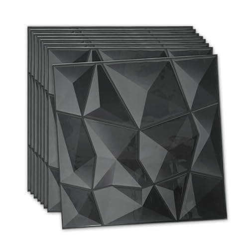 10-Sheet Peel and Stick Backsplash Tile, Self Adhesive Stick on Tiles Backsplash for Kitchen, Bathroom, Counter Top (Black with Grey) Black-grey