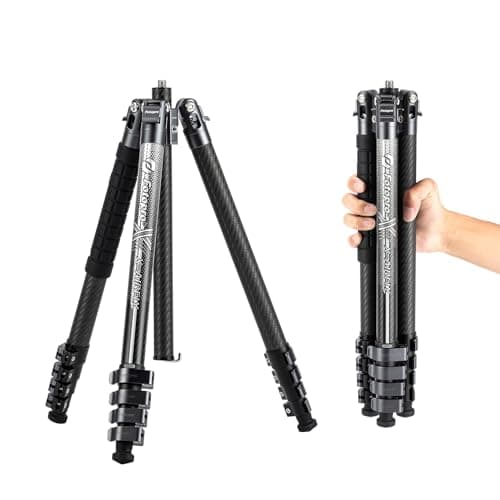 Fotopro X-Airfly 63 Inch Carbon Fiber Tripod and Monopod, Headless Lightweight Expandable Compact Portable Professional Camera Tripod for DSLR Load up