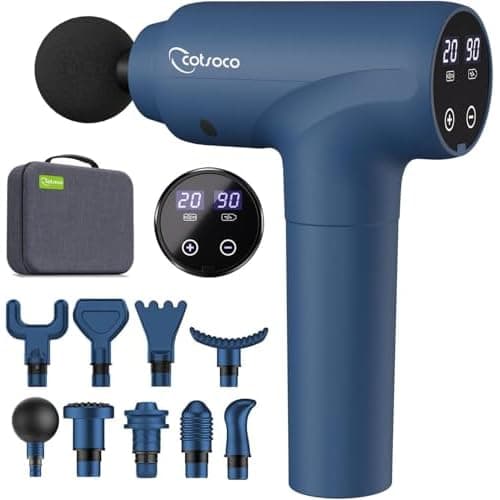 cotsoco Massage Gun Deep Tissue, Fathers Day Dad Gifts, Muscle Massage Gun with 9 Attachment Heads 20 Speeds & Silent Brushless Motor for Pain Relief,