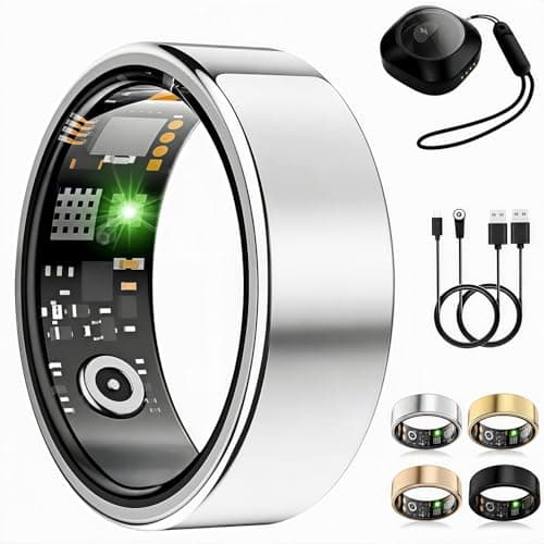 Smart Ring Fitness Tracker for Women Men without Subscription Silver,10 | Health Rings Gen4, 24/7 Heart Rate/SpO2/Stress/Sleep Monitor, 50M