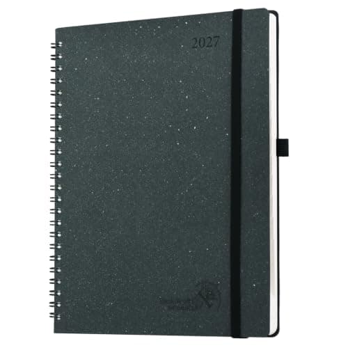 POPRUN 2027 Planner,8.5''x10.5'' Recycled Paper Weekly and Monthly Calendar | Daily Calendar Book with Italian Regenrated Leather, Appointment Book