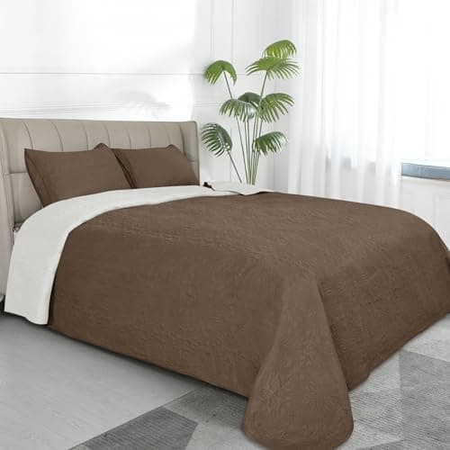 Easy-Going King Size Reversible Quilt Set with 1 Quilt and 2 Pillow Shams, Soft Bed Quilt Cover, Water Resistant Lightweight Microfiber Bedspread,
