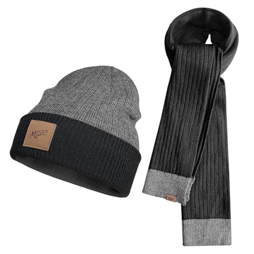 Womens Winter Warm Hat & Scarf Set, Soft Double Layer Knit, Cozy and Stretchy Caps with Scarf, for Travel & Outdoor