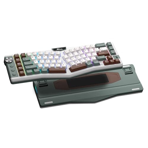 RK ROYAL KLUDGE A72 Alice Ergonomic Wireless Mechanical Keyboard,Split Ergo | Gasket RGB Gaming Keyboard w/Knob/Macro Keys/Touchable Nameplate,