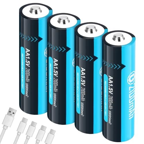 USB Rechargeable 1.5V Lithium Batteries AA Size,Long-Lasting Double A Battery 2100mAh with Charging Cable 4 Pack