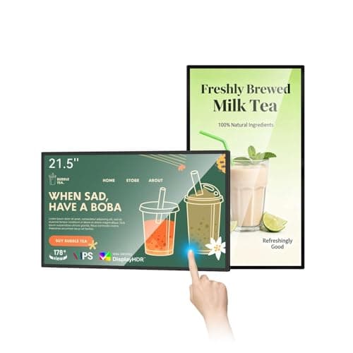 21.5 inch Wall Mount Digital Signage, Touchscreen Industrial Monitor | Multi-Touch Screen Smart Split, Commercial Advertising Display, Time Switch,