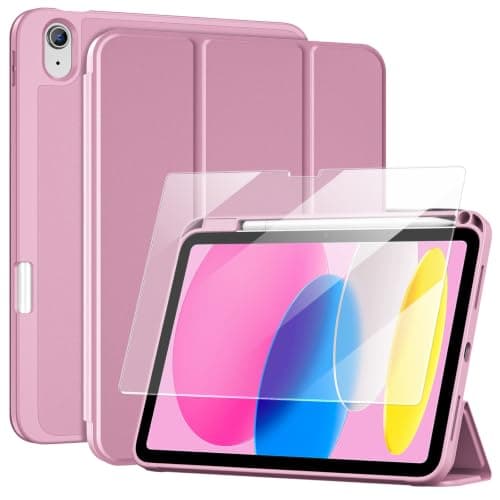 ProCase Smart Case+Screen Protector for iPad (A16) 11/10th Gen, Sakurapink | Shockproof Stand Case with Pencil Holder, Auto Wake/Sleep, Fits 2025 iPad