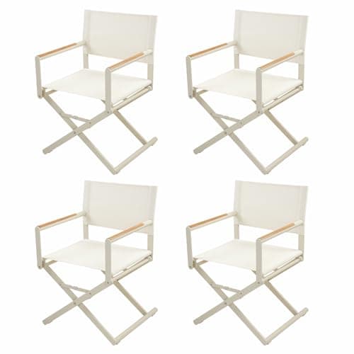 Grand patio Extra-Wide 4-Pack Directors Chairs, Folding Dining Chair Set of 4 with Sling and Woodgrain Armrests, Outdoor, Apricot