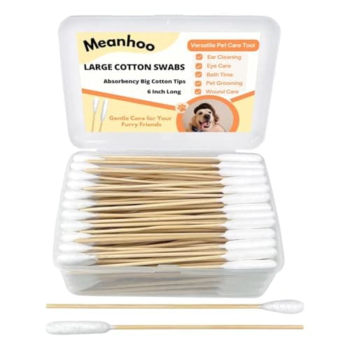 Large Cotton Swabs for Pet Care, 200 Pack 6 Inch Long Cotton Swabs with Bamboo Handle, Professional Dog Ear Swabs, Absorbency Big Cotton Tips, Pet