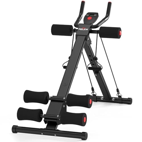 RELIFE REBUILD YOUR LIFE AB Workout Machine Adjustable Ab Trainer Machine Foldable Ab Cruncher Strength Training Equipment for Home Gym, Full Body