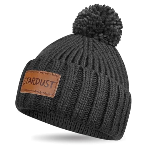 Women Winter Knit Beanie, Warm Cuffed Hat, Soft Chunky Knit Cap for Cold Weather, Perfect for Travel & Daily Wear Black