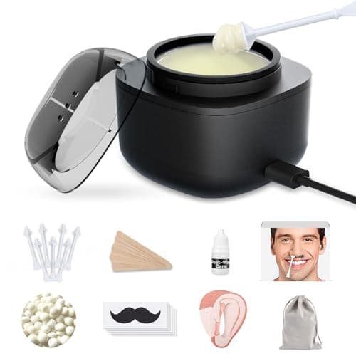 SUERBEATY Nose Wax Kit Men, Nose and Ear Hair Waxing Kit | 40 Sticks, 100g Wax, Up to 20 Uses, Smart Temp Control, USB Fast Heating, Safe for