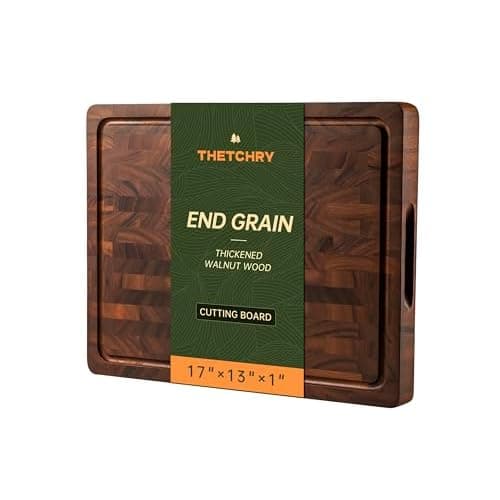 Walnut Cutting Boards for Kitchen, End Grain Wood Cutting Board | 17"×13"×1", Premium Walnut Wood, FSC Certified, Deep Juice Groove, Built-In