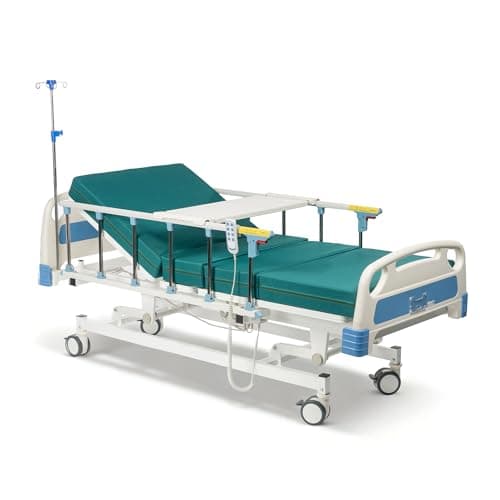 Hospital Bed Electric 3 Function, 5-Inch Locking Casters for Home Hospital Use, 530LBS Loading, with Remote Control, IV Pole, Mattress, Dining Table,
