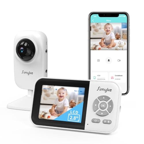 Simyke Upgrade Video Baby Monitor with Camera,1200ft Long Range,APP,2.8" Display, Auto Night Vision,5 Lullabies,Sound Monitor,Feeding Timer,2-Way