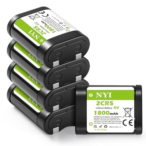 NYI 1800mAh 2CR5 Lithium Battery 5-Pack,6V Photo Battery | High Capacity Replacement for DL245,EL2CR5, KL2CR5,RL2CR5,2CR5M,5032LC,Long-Lasting,