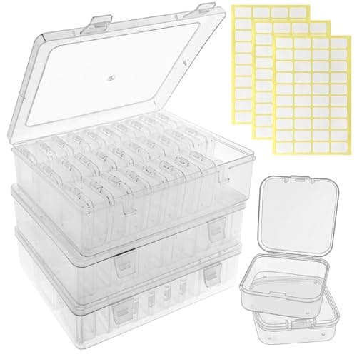 Guyuyii 93 Clear Plastic Bead Storage Containers with Hinged Lids & Labels | for Craft Supplies, Diamond Painting, Jewelry Making | Compatible with