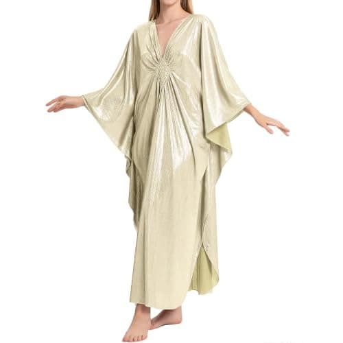 Bsubseach Kaftan Dresses for Women Sparkly Caftan Beach Cover Up | Onesize Glitter Batwing Sleeve Caftan, Cute Moo Moo Side Slit Dress, Resort