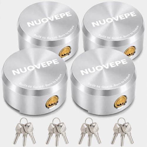 Keyed Alike Puck Locks for Trailers, 4 Pack Trailer Door Locks | Rust-Resistant 6061 Aluminum Body, Hidden Shackle Padlock for Truck, Shed, Vans,