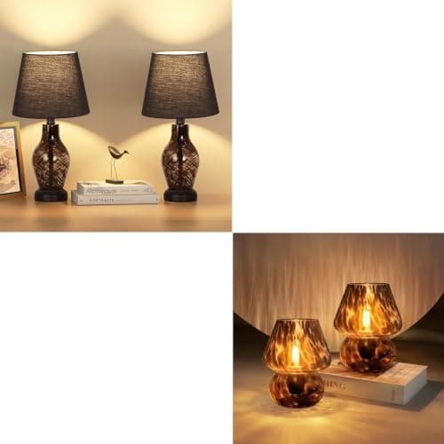 ONEWISH One Set of 14 inches Black Lamps and One Set of Mushroom Lamps