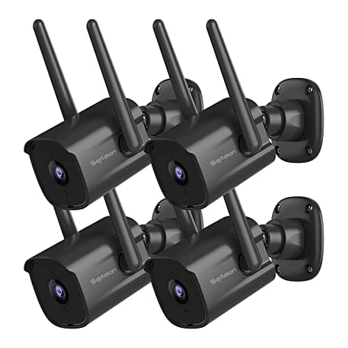 Septekon 2K Home Security Cameras 4 Pack, 2.4G Wired WiFi Security Camera Outdoor with Night Vision, Two-Way Audio, IP66, Motion Detection Alarm, Dual