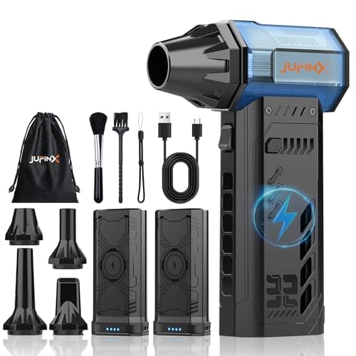 Electric air Duster，250,000RPM Super Power mini Blower,2 Swappable Battery | 3-speed adjustable rechargeable air duster with multiple nozzles，for