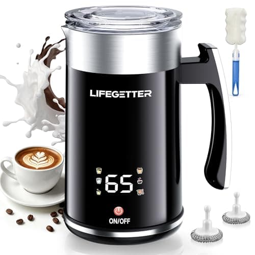 Milk Frother and Steamer 6-in-1 Electric Milk Frother 420ml/14.2oz Automatic Hot and Cold Foam Maker with Temp Contro Milk Warmer for Latte Cappuccino