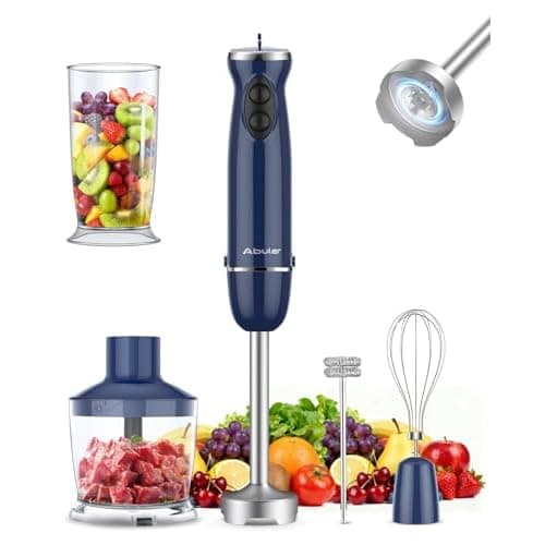 1000W 5 in 1 Immersion Blender Handheld BPA-Free 12 Speed Hand Mixer Stick | 304 Stainless Hand Blender, Mixing Beaker, Chopper, Whisk, Milk Frother,