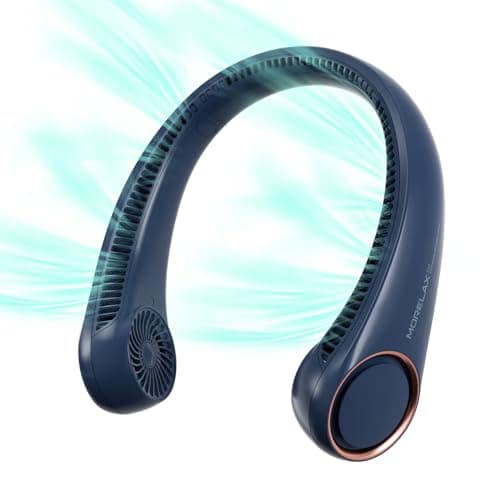 Morelax Neck Fan, USB Rechargeable Personal Fan,Hand Free Bladeless Portable Fans,4000 mAh, 3 Speeds,72 Air Faster softer 360° Cooling, Ultra
