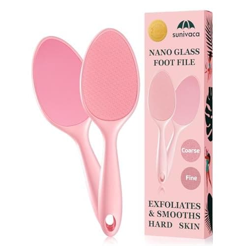 2-Sided Glass Foot File Callus Remover Without Drain Stand (Pink) 2 Sided-Pink-SE