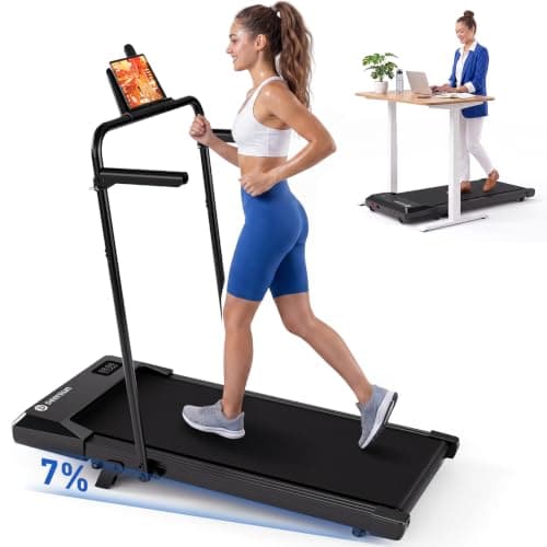 DeerRun Walking Pad with 6% Incline, 3 in 1 Under Desk Treadmill for Home Office & Small Spaces, 2.5HP Quiet Walking Pad Treadmill with 300lb