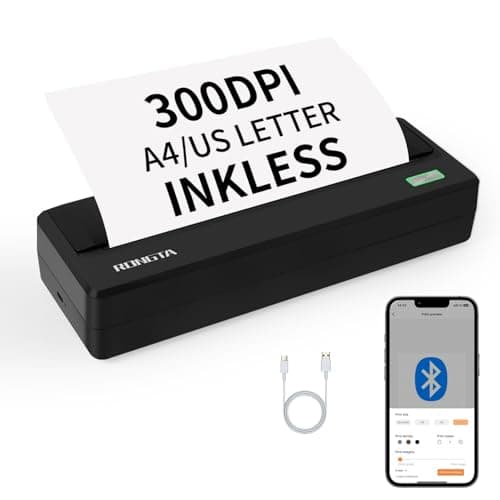 Rongta Portable Wireless Bluetooth Mobile Thermal Printer for Travel, Inkless Printer for School/Office/Home Use, Compatible with Android, iOS &
