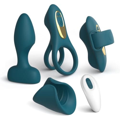 Tracy's Dog Couples Vibrator Kit, Adult Sex Toy with 4 Silicone Attachments | Removable Vibrating Bullet Attaches to Cock Ring, Wearable Panty, Anal