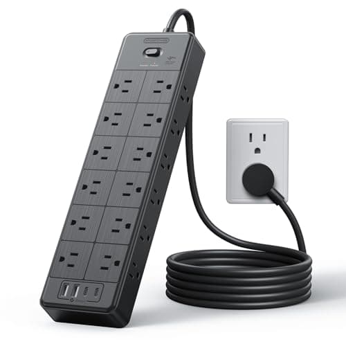 Power Strip Surge Protector, NTONPOWER 5FT Extension Cord with 24 AC Outlets 4 USB, 1875W/15A, 4000 Joules Flat Plug Power Extender for Home, Office,
