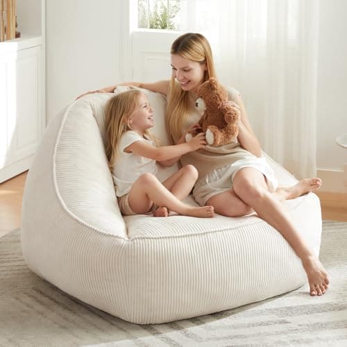 HUGHEAVEN Big Bean Bag Chairs for Adults,Giant Bean Bag Chair for Adults and Kids,Bean Bag Chairs for Teens,Comfy Fluffy Bean Bag Chair with