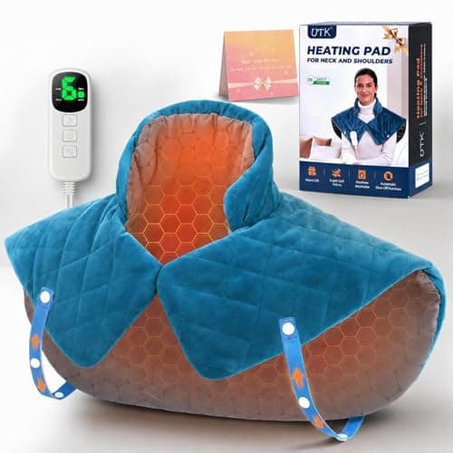 Heating Pad for Neck and Shoulders and Upper Back, 30-Second Fast Heat | 19" x 24" XL Electric Heated Neck Wrap with Gentle Weighted, 6 Heat Settings,