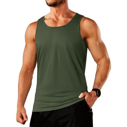 TACVASEN Men's Tank Top Cotton Moisture Wicking Muscle Shirt Summer Sleeveless Shirts Gym Workout Tank