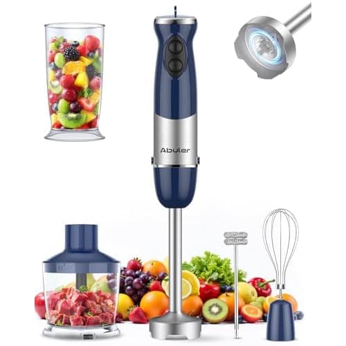 Immersion Blender Handheld 1000W 5 in 1 Corded Stick Hand Blender Kitchen with 12 Speed, BPA-Free, Mixing Beaker, Chopper, Whisk, Milk Frother,
