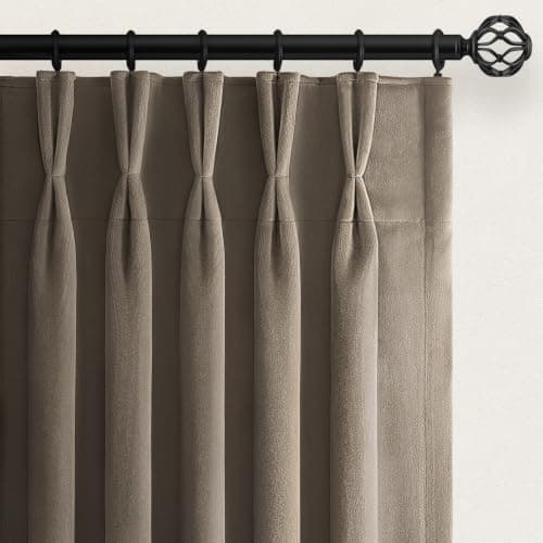 Velvet Curtains 90 Inch Long,Taupe Blackout Thermal Nursery Light Blocking Window Curtains for Bedroom,Sound Dampening Privacy Decorative Drapes 2