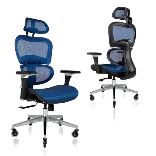 Nouhaus Ergo3D Ergonomic Office Chair Lumbar Support Mesh Office Chair with 4D Adjustable Armrest, Adjustable Headrest and Wheels, Mesh High Back Home