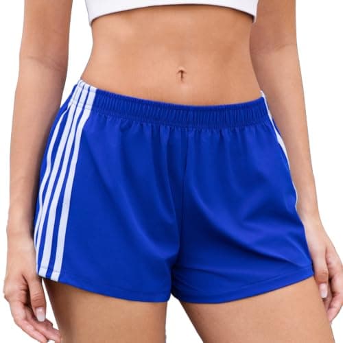 NEXSONIC Women's Summer Striped Shorts - Lightweight Athletic Track Shorts for Running Gym Workouts & Casual
