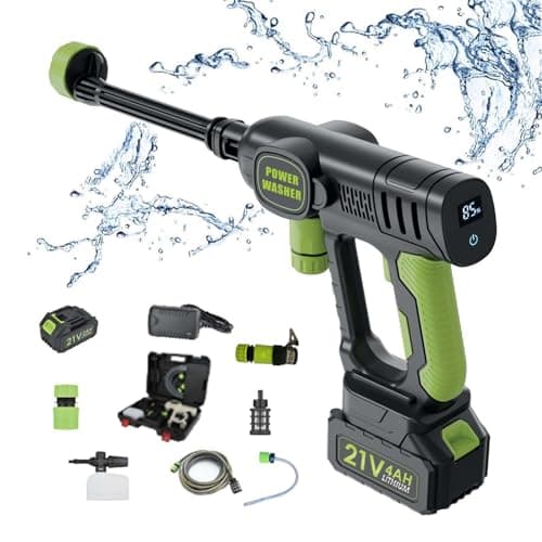 Cordless Pressure Washer Battery Powered,1800 PSI Cordless Power Washer,6-in-1 Nozzle,3 Power Level,Handheld Portable Pressure Washer for Car Home