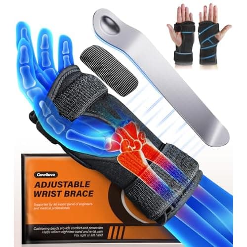 Carpal Tunnel Wrist Brace with Magnetic Therapy Pad, Extra-Long Adjustable Strap Wrist Support Splint Fits Both Left Right Hand, Hand Brace Night