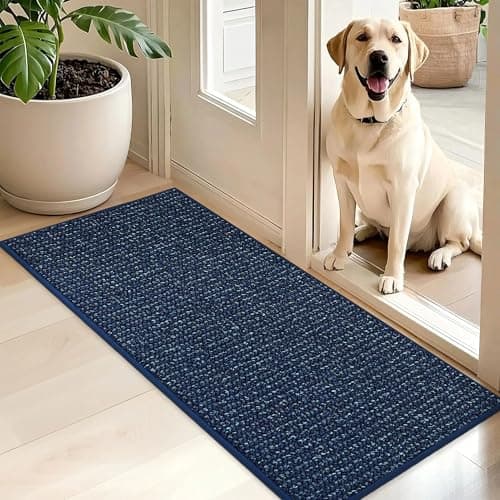 BEQHAUSE Dirt Trapper Door Mat 20" x 48", Non-Slip Washable Doormats, Blue | Entrance Mat Dirt Resistant and Absorbent Welcome Mat, Low Profile Floor