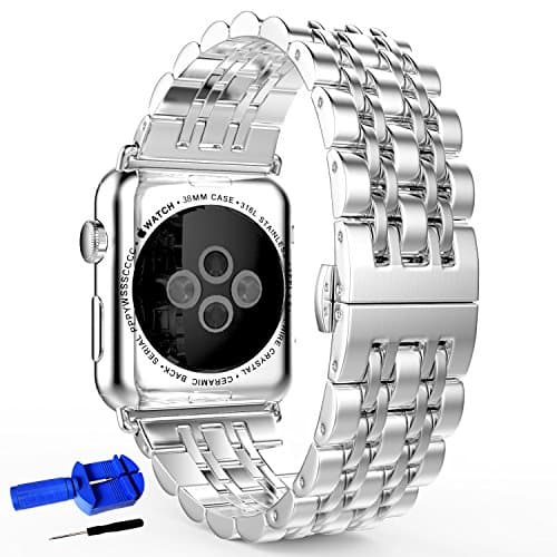 Solid Stainless Steel Band Compatible with Apple Watch 49mm 46mm 45mm 44mm 42mm 41mm 40mm 38mm, Metal Strap for iWatch Series